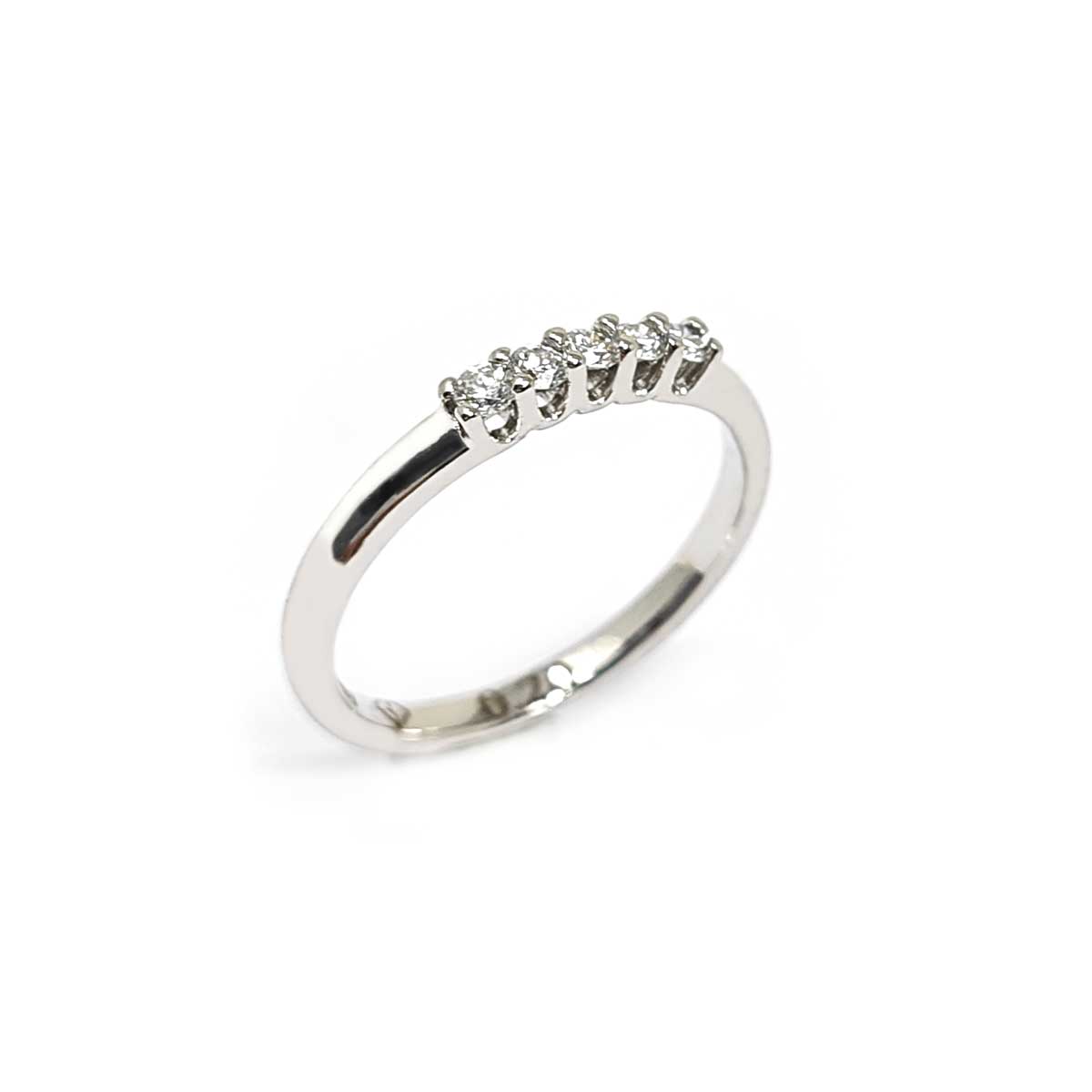 Anello Veretta 5 Pietre con Diamanti CT 0.20