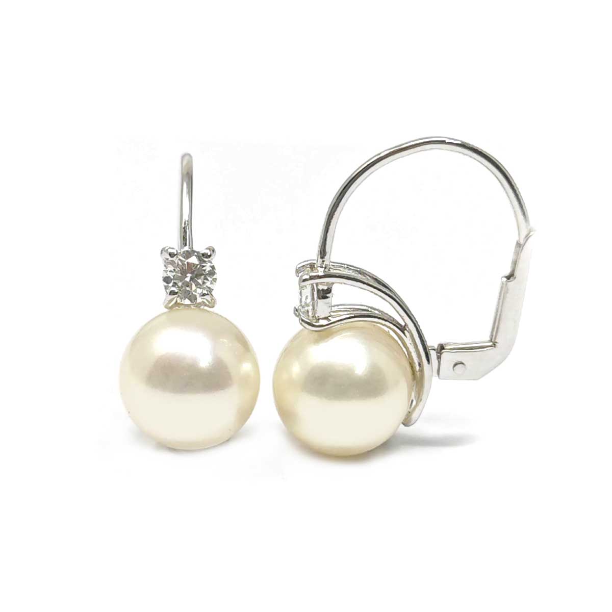 Orecchini con Perla 9.5/10 e Diamanti CT 0.42