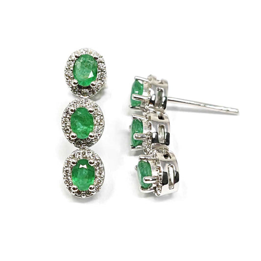 Orecchini Trilogy con Smeraldi CT 1.09 e Diamanti CT 0.30