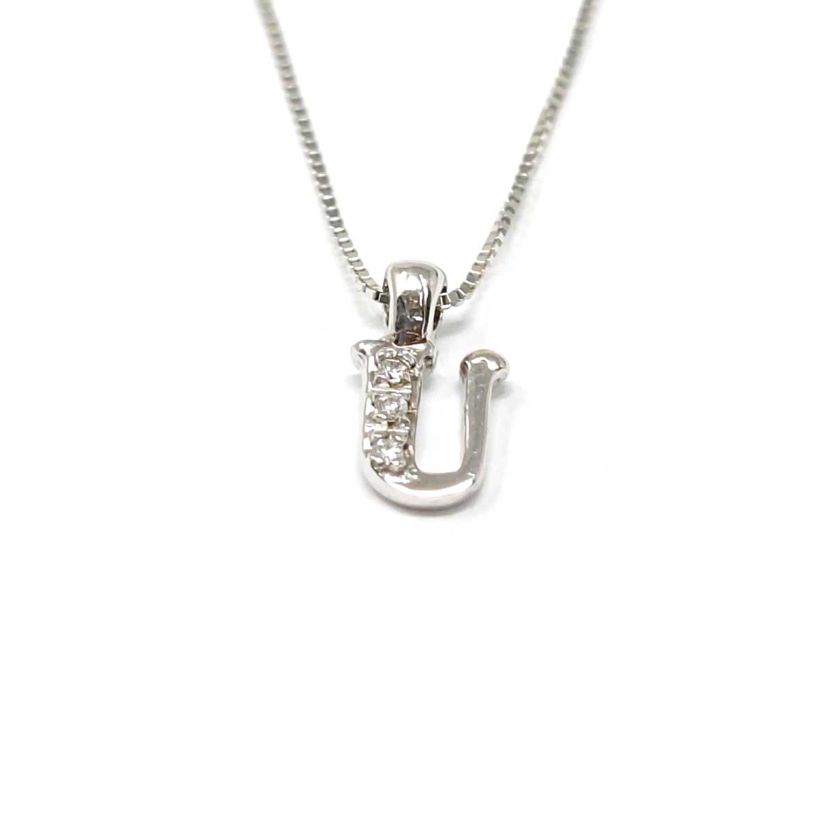 Pendente Lettera U con Diamanti CT 0.03