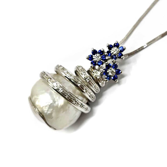 Pendente con Perla Australiana Diamanti e Zaffiri Collezione S. Dali'