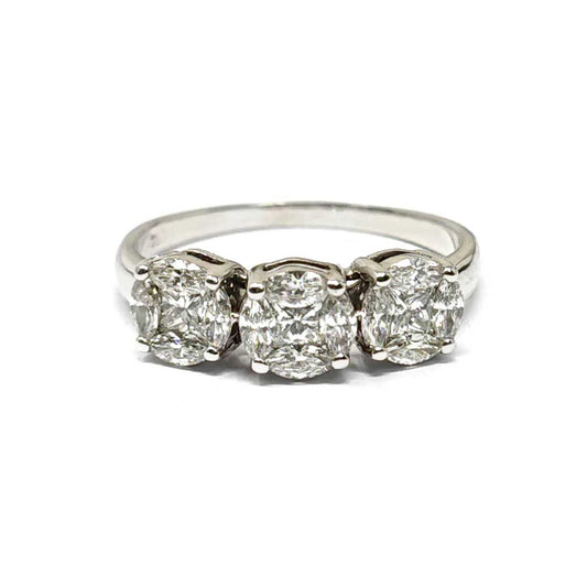 Anello Trilogy in Oro Bianco con Diamanti CT 1.12