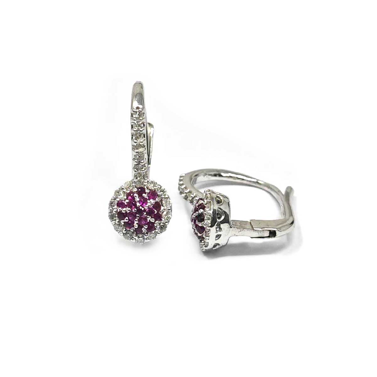 Orecchini con Diamanti Bianchi CT 0.28 e Rubini CT 0.24