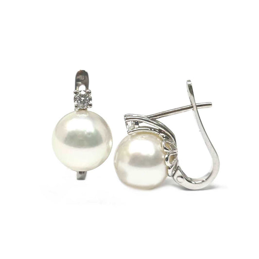 Orecchini con Perla Australiana 10.5 mm e Diamanti CT 0.22