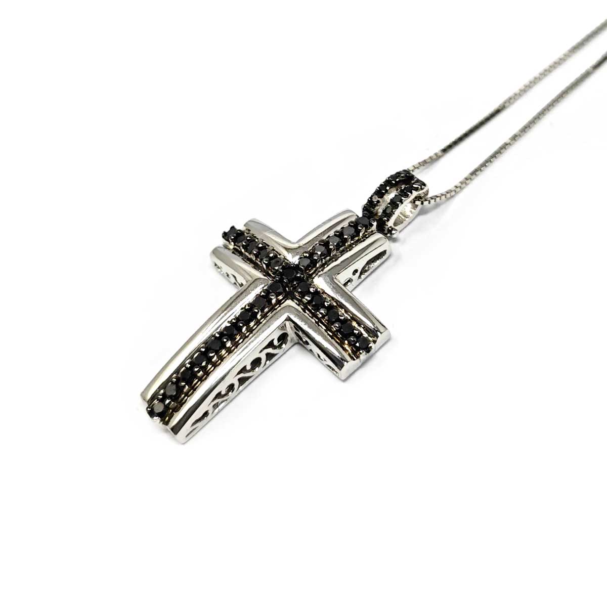 Pendente Croce con Diamanti Neri CT 0.48