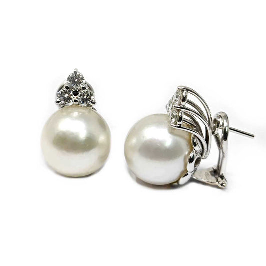Orecchini con Perla 6.5/7mm e Diamanti CT 0.24