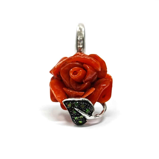 Orecchini Rosa di Corallo Mediterraneo e Diamanti