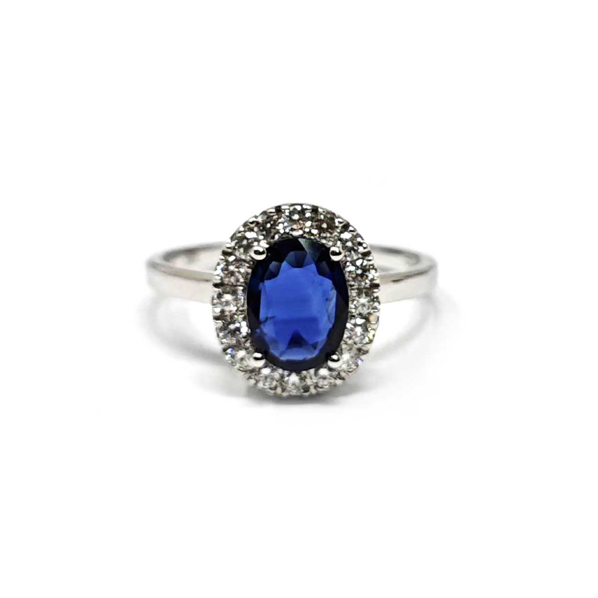 Anello con Zaffiro CT 1.09 Certificato GIA e Diamanti CT 0.42