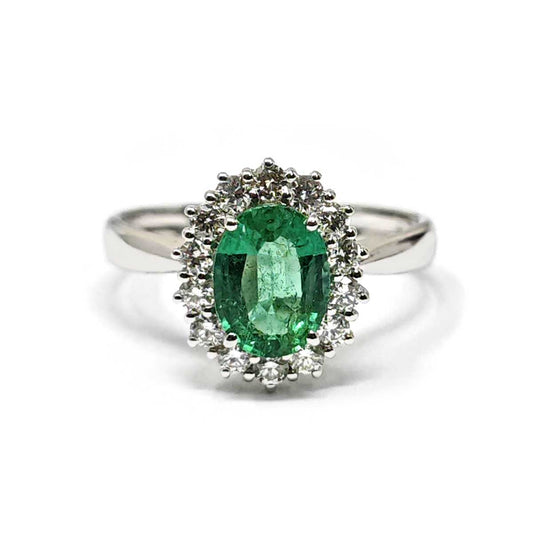 Anello con Smeraldo CT 1.03 e Diamanti CT 0.41