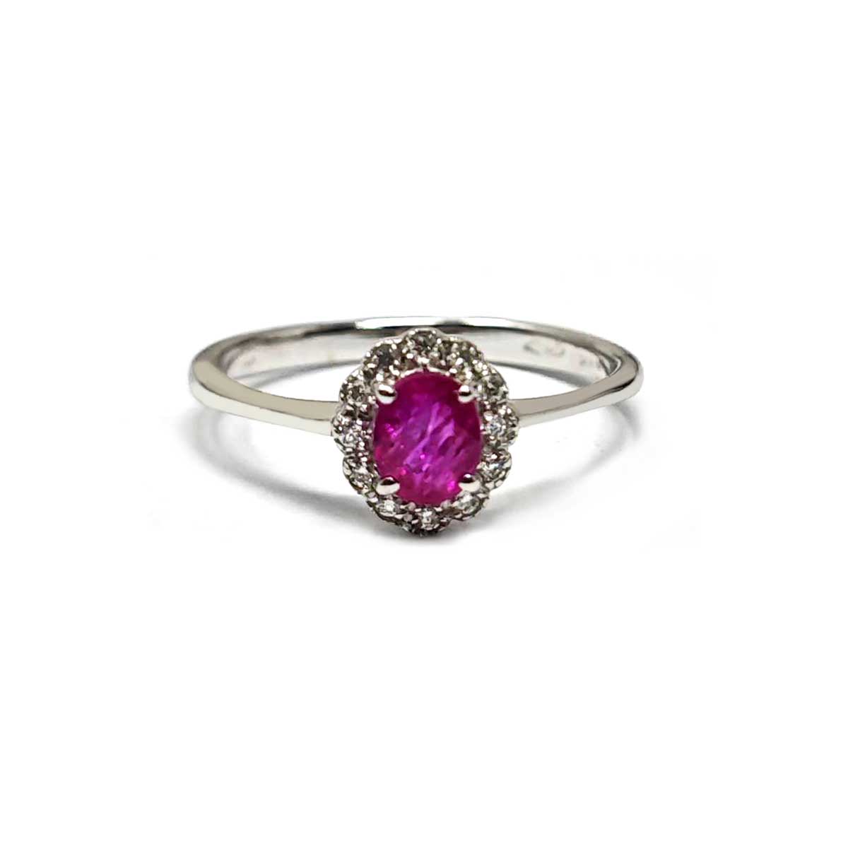 Anello con Diamanti CT 0.08 e Rubini CT 0.50
