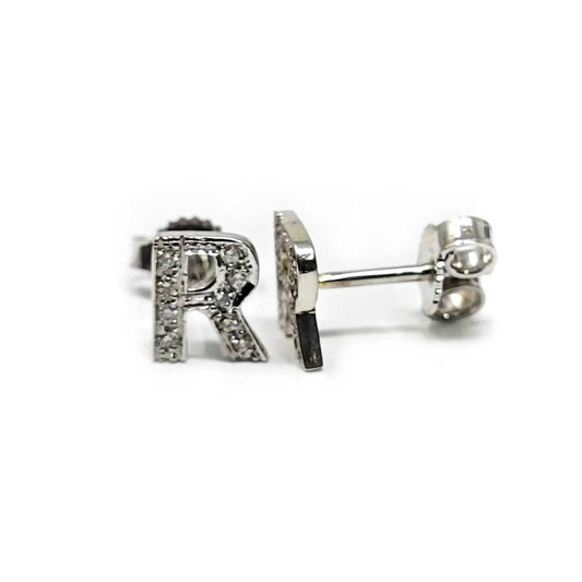 Orecchini Lettera R con Diamanti CT 0.10
