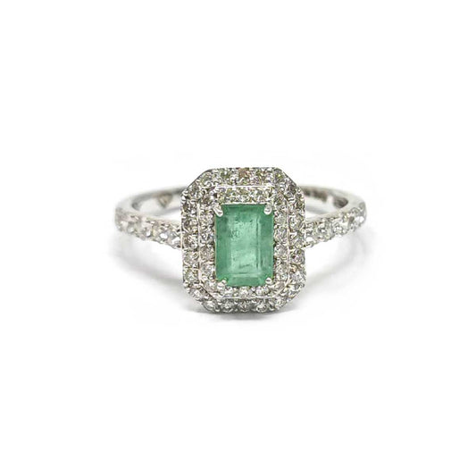 Anello con Smeraldo Colombia CT 0.1.37 e Diamanti CT 0.37