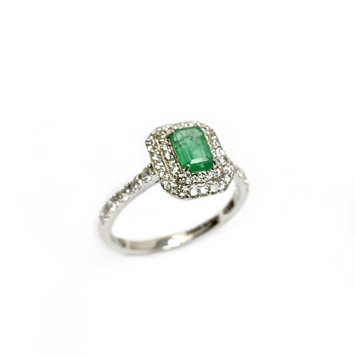 Anello con Smeraldo Colombia CT 0.1.37 e Diamanti CT 0.37