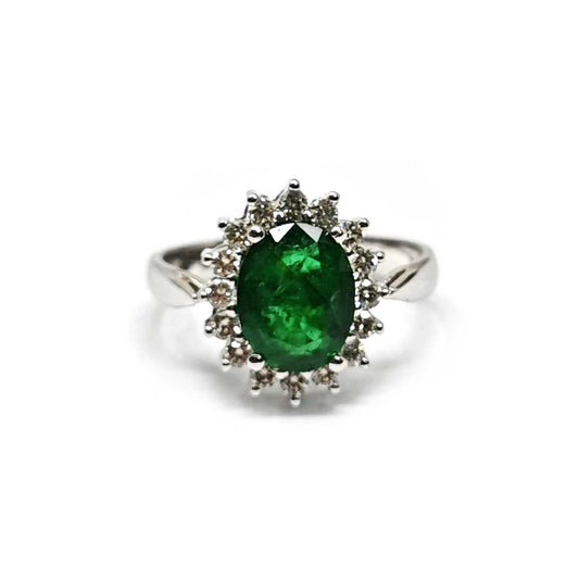 Anello con Smeraldo CT 1.55 e Diamanti CT 0.38