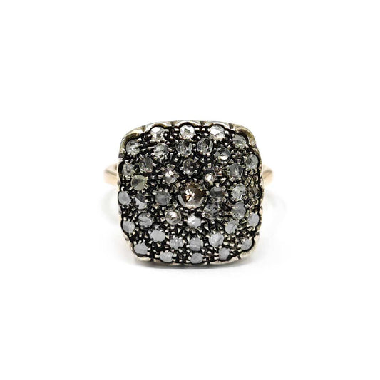 Anello Toppa Palermitana con Diamanti Corone mm 15.5 Quadrati