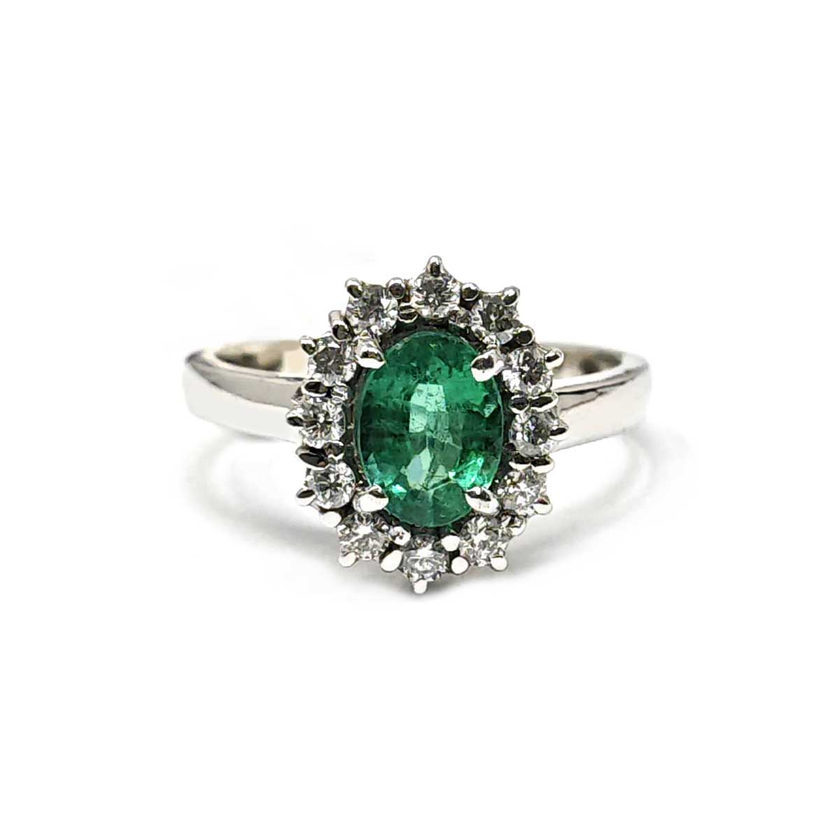 Anello con Smeraldo CT 1.10 e Diamanti CT 0.36