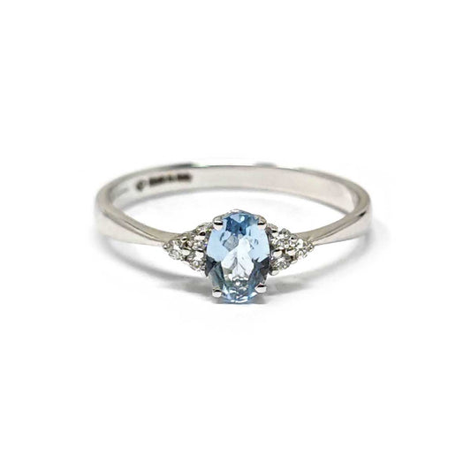 Anello con Acquamarina CT 0.36 e Diamanti CT 0.07