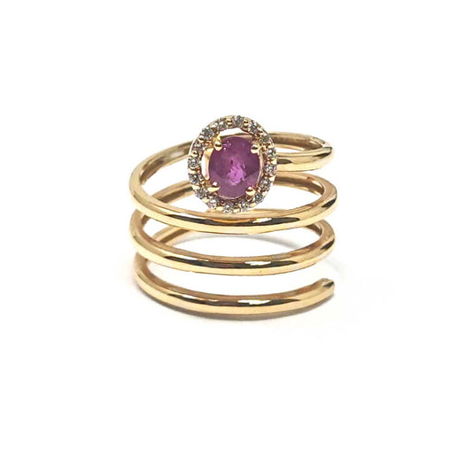 Anello in Oro Rosa con Rubino CT 0.66 e Diamanti CT 0.03