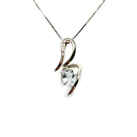 Pendente con Acquamarina CT 0.30 e Diamanti CT 0.03