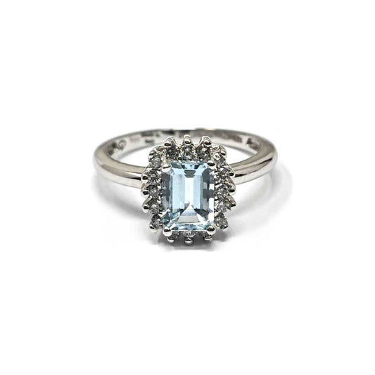 Anello con Acquamarina CT 0.90 e Diamanti CT 0.25
