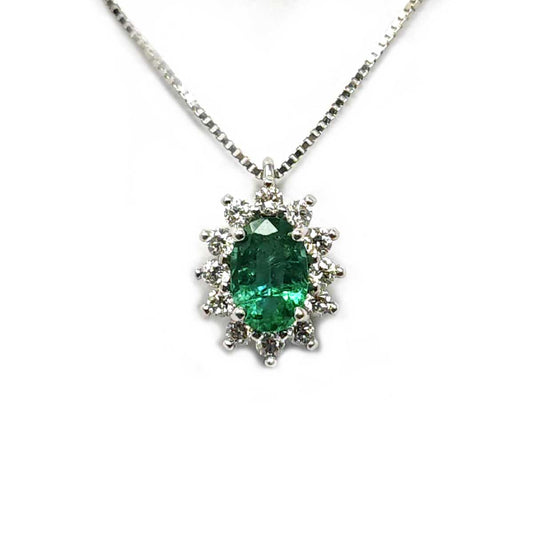 Pendente con Diamanti CT 0.20 e Smeraldo CT 0.50