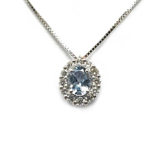 Pendente con Acquamarina CT 0.25 e Diamanti CT 0.16