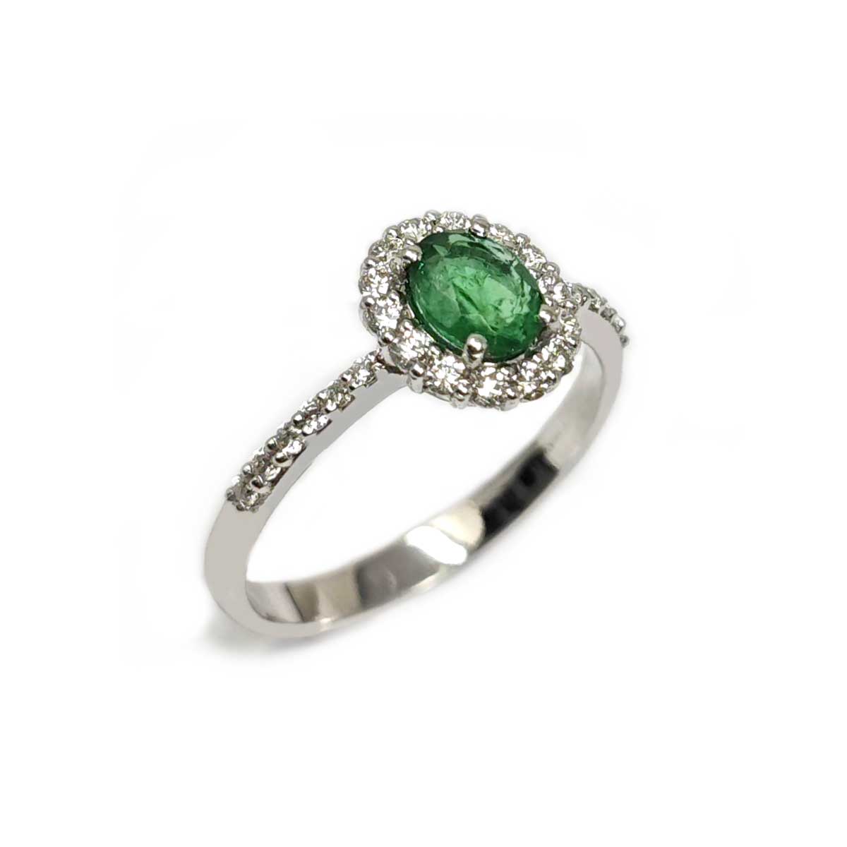 Anello con Smeraldo CT 0.62 e Diamanti CT 0.32