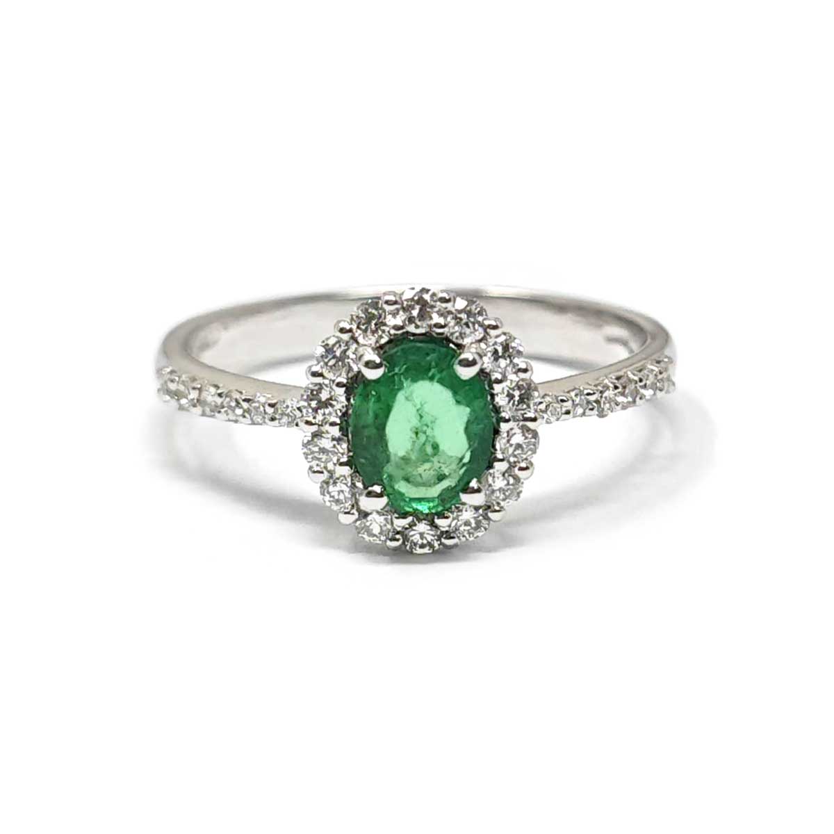 Anello con Smeraldo CT 0.62 e Diamanti CT 0.32
