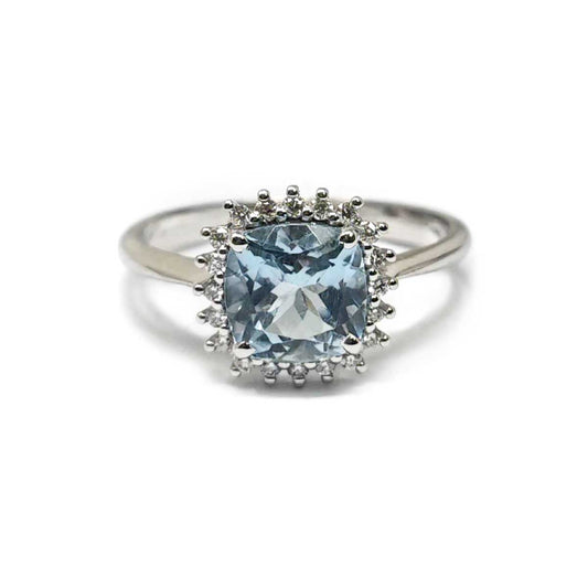 Anello con Acquamarina CT 1.00 e Diamanti CT 0.15