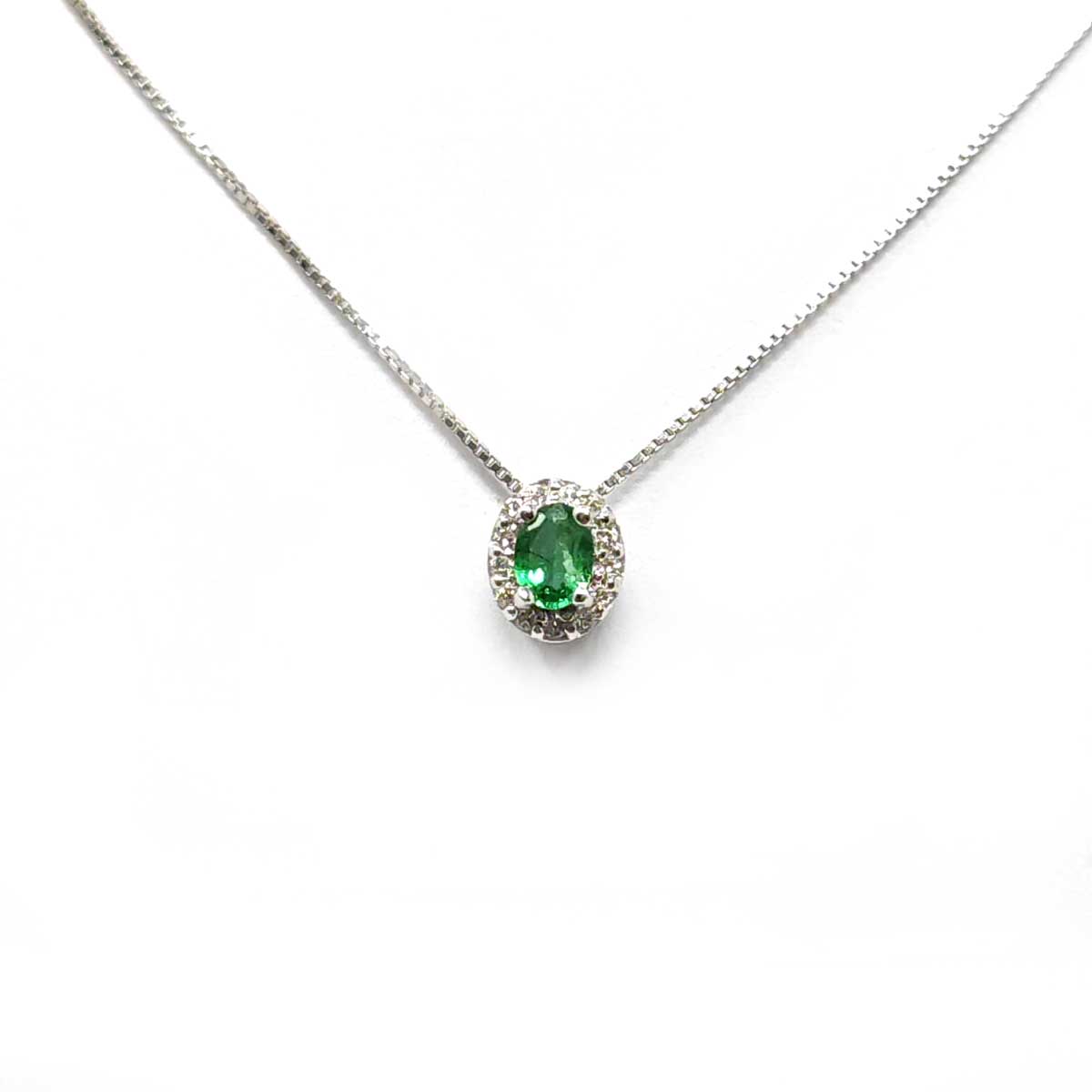 Pendente con Diamanti CT 0.05 e Smeraldo CT 0.15