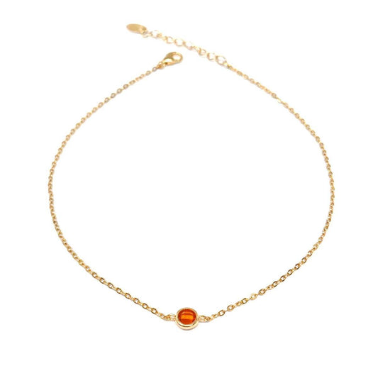 Cavigliera in argento rosato con pietra centrale colorata