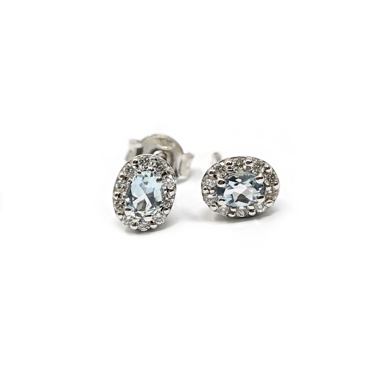 Orecchini con Acquamarina CT 0.30 e Diamanti CT 0.16