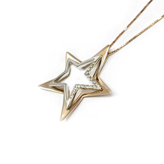 Pendente Stella con Diamanti CT 0.13 Bicolore
