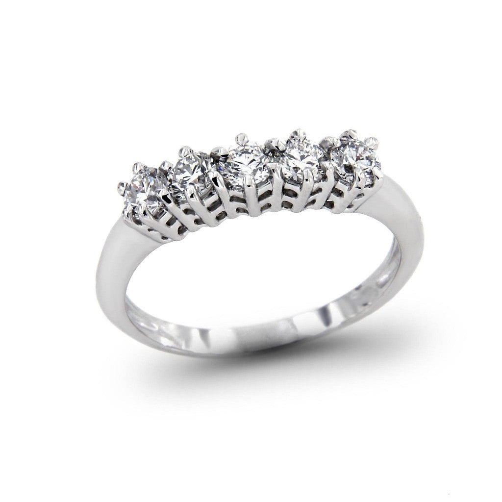 Anello Veretta 5 Pietre con Diamanti CT 0.50 IF D
