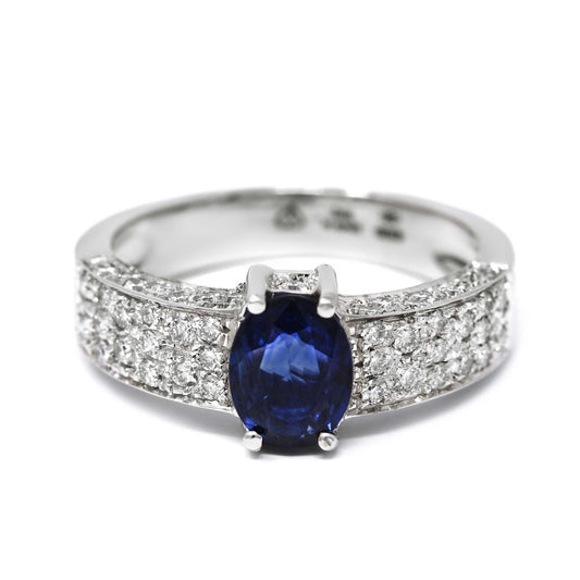 Anello con Zaffiro CT 1.42 e Diamanti CT 0.62