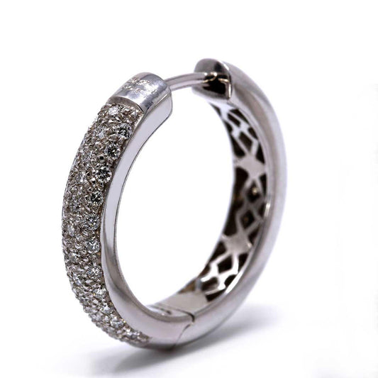 Orecchini a Cerchio con Diamanti Bianchi pavé