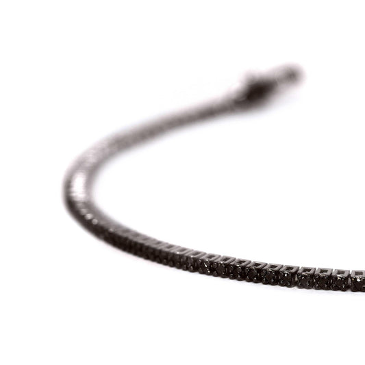 Bracciale Tennis in Oro Bianco con Diamanti Neri CT 1.00