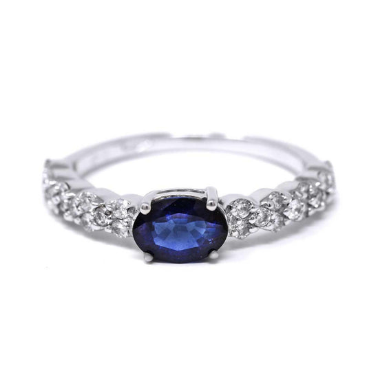 Anello con Zaffiro CT 1.08 e Diamanti CT 0.55