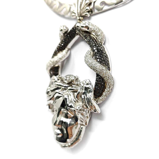 Girocollo con Medusa con Diamanti CT 1.75  CT 4.61 Neri Mod. GORGONE