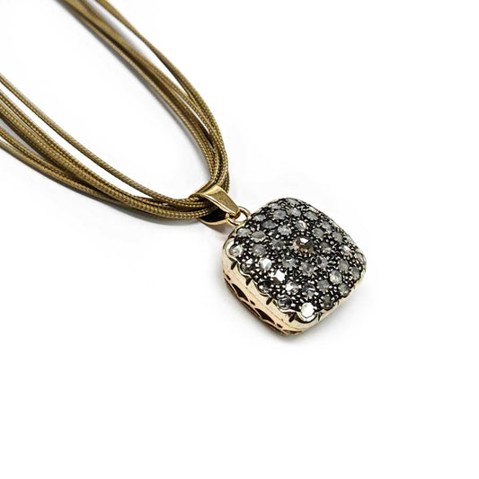 Pendente Toppa Palermitana con Diamanti Corone mm 15.5 Quadrati