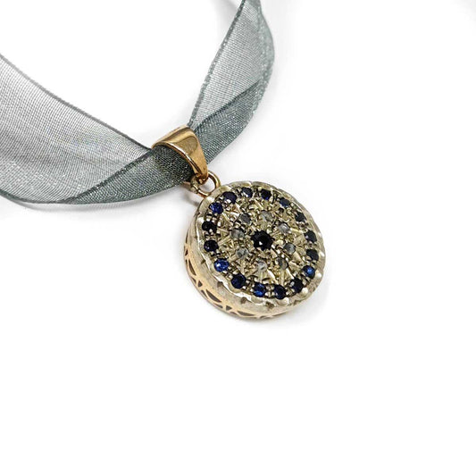 Pendente Toppa Palermitana con Zaffiri e Diamanti Corone