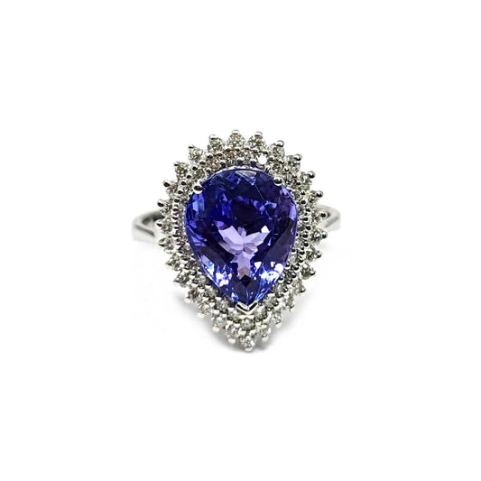 Anello Goccia di Tanzanite CT 4.45 e Diamanti CT 0.61