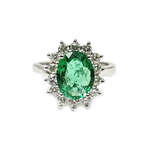 Anello con Smeraldo Certificato CT 2.13 e Diamanti CT 0.56