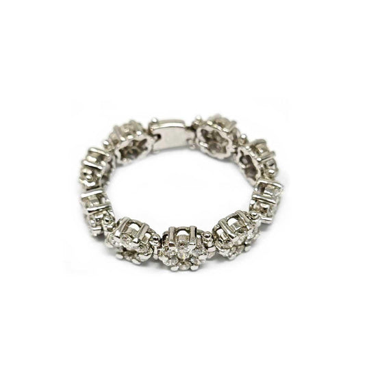 Anello Riviera Rosetta con 63 Diamanti CT. 1.85