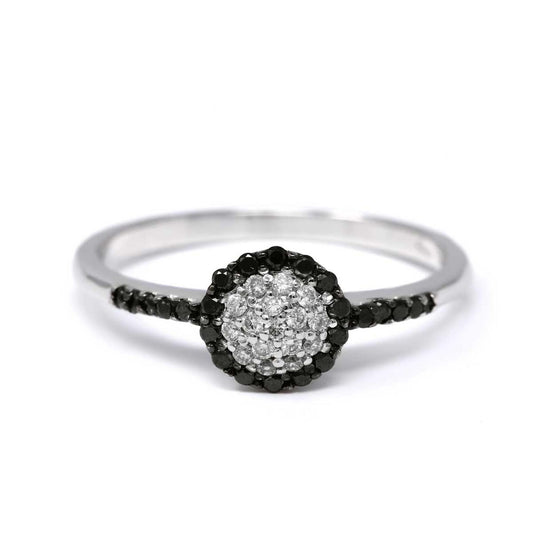 Anello con Diamanti Bianchi CT 0.10 e Neri CT 0.16