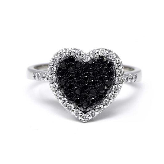 Anello con Diamanti Neri CT 0.34 e Bianchi Naturali CT 0.27