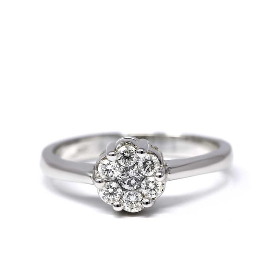 Anello Rosetta con Diamanti Bianchi Naturali CT 0.32