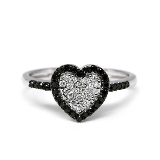 Anello con Diamanti Bianchi CT 0.15 e Neri CT 0.24