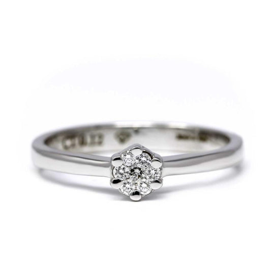 Anello Rosetta Battuta con 7 Diamanti CT 0.12