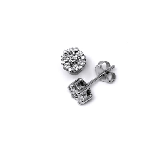 Orecchini Rosetta Battuta con Diamanti CT 0.70